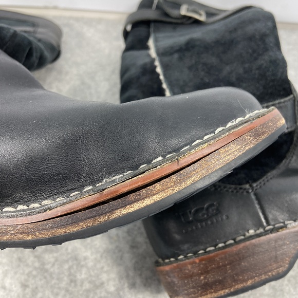 UGG Dunwich Knee High Tall Black Suede Leather Winter Riding Boot Womens Size 7 - Picture 14 of 16